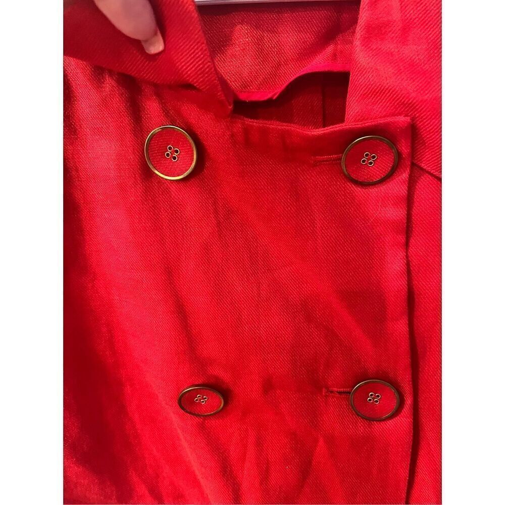 Vintage Robin Howe Red Linen Short Double Breasted Jacket sz 14 - Picture 2 of 7